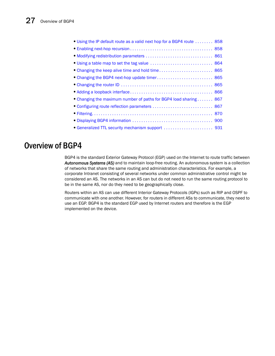 Overview of bgp4 | Brocade BigIron RX Series Configuration Guide User Manual | Page 892 / 1550