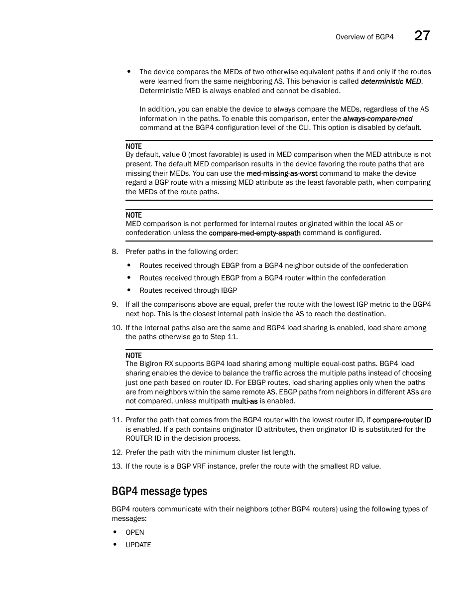 Bgp4 message types | Brocade BigIron RX Series Configuration Guide User Manual | Page 895 / 1550