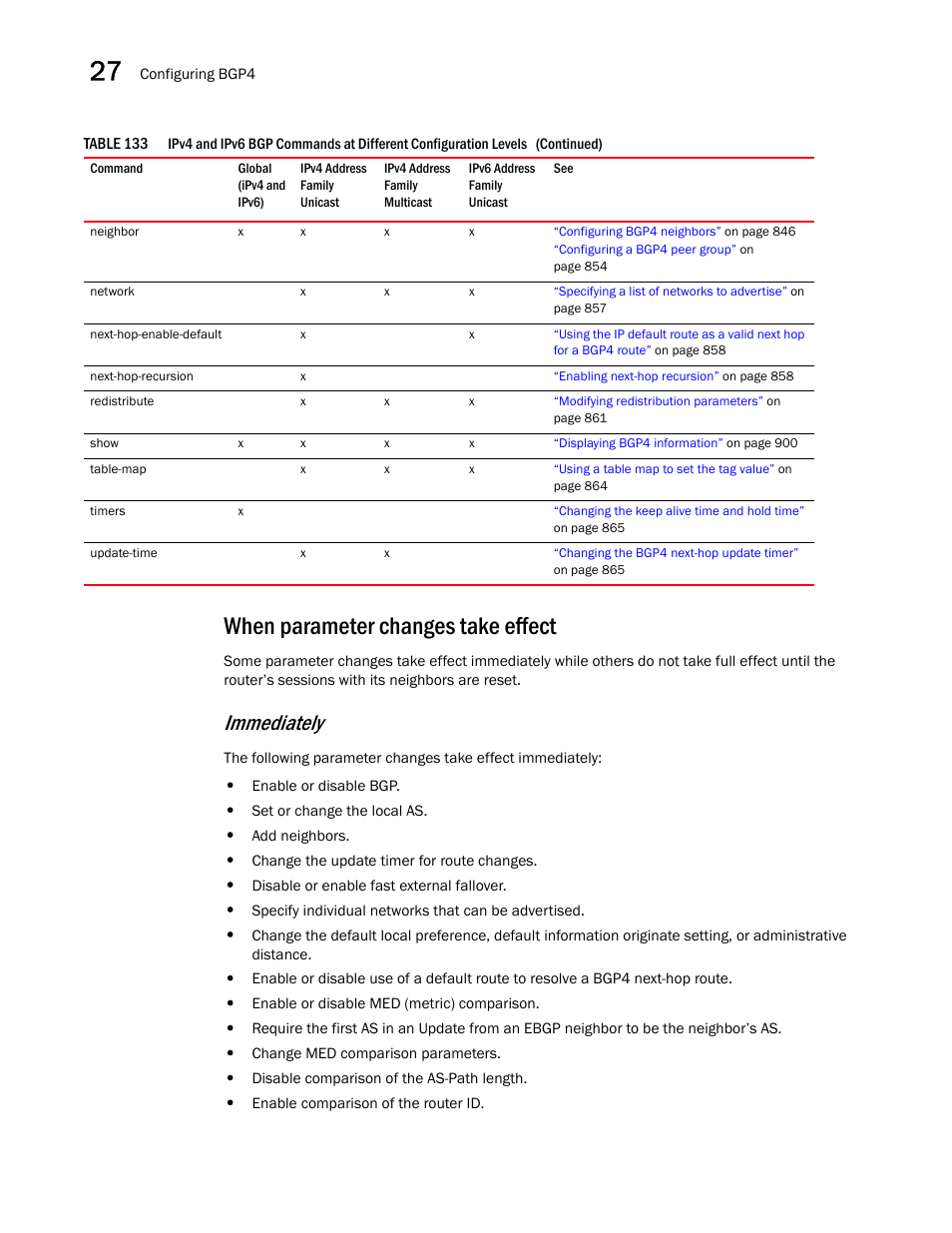 When parameter changes take effect, Immediately | Brocade BigIron RX Series Configuration Guide User Manual | Page 902 / 1550