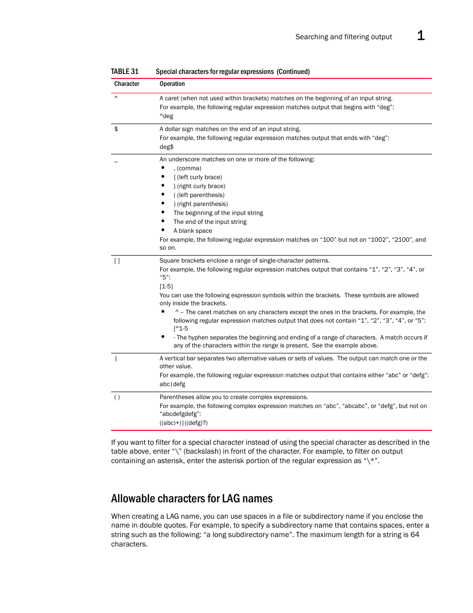 Allowable characters for lag names | Brocade BigIron RX Series Configuration Guide User Manual | Page 91 / 1550