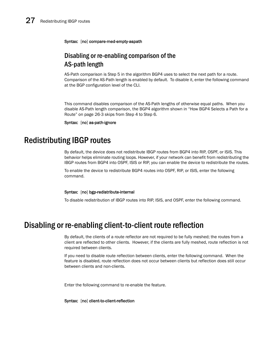 Redistributing ibgp routes | Brocade BigIron RX Series Configuration Guide User Manual | Page 914 / 1550