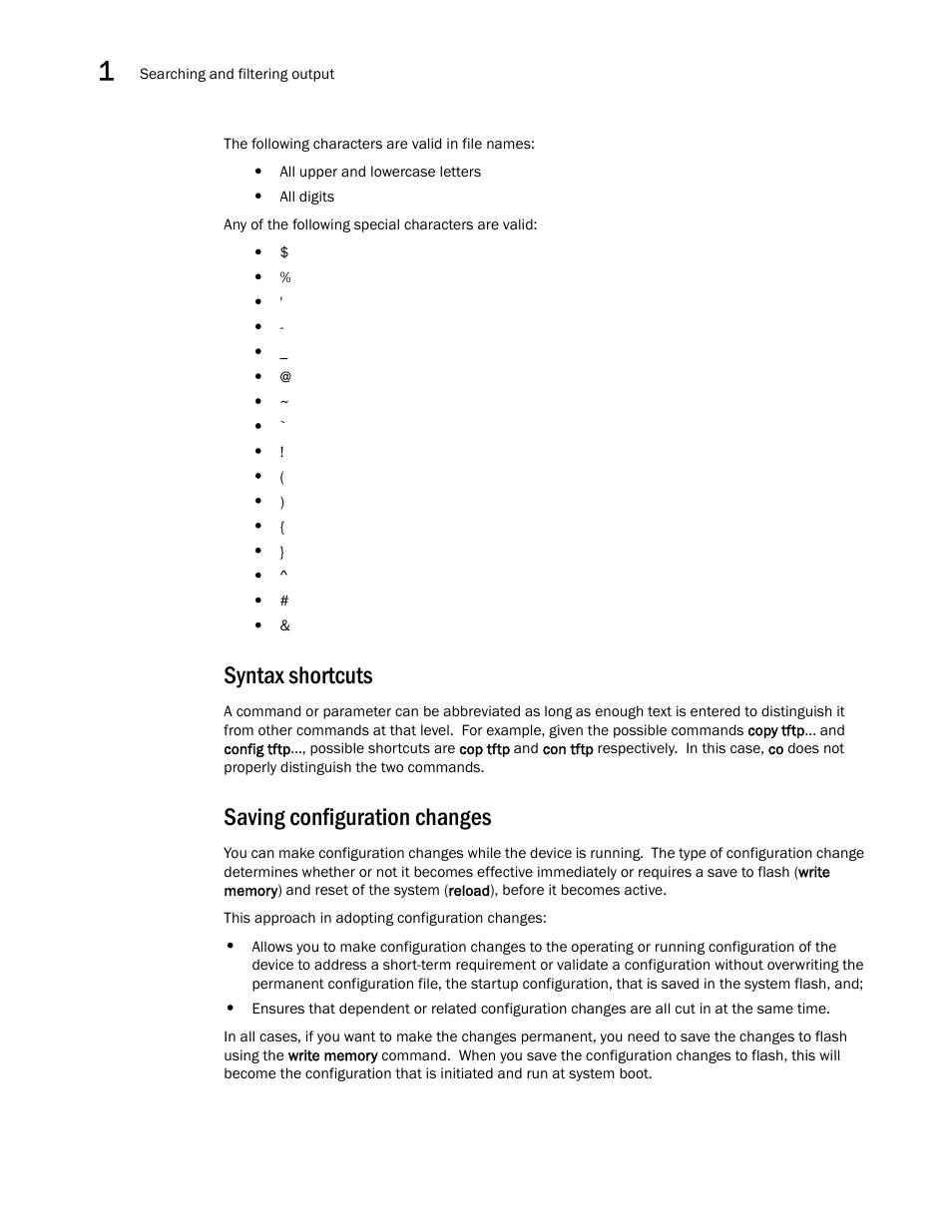 Syntax shortcuts, Saving configuration changes | Brocade BigIron RX Series Configuration Guide User Manual | Page 92 / 1550