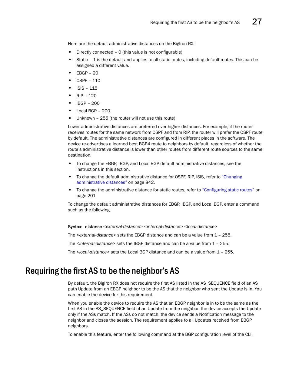 Requiring the first as to be the neighbor’s as | Brocade BigIron RX Series Configuration Guide User Manual | Page 921 / 1550