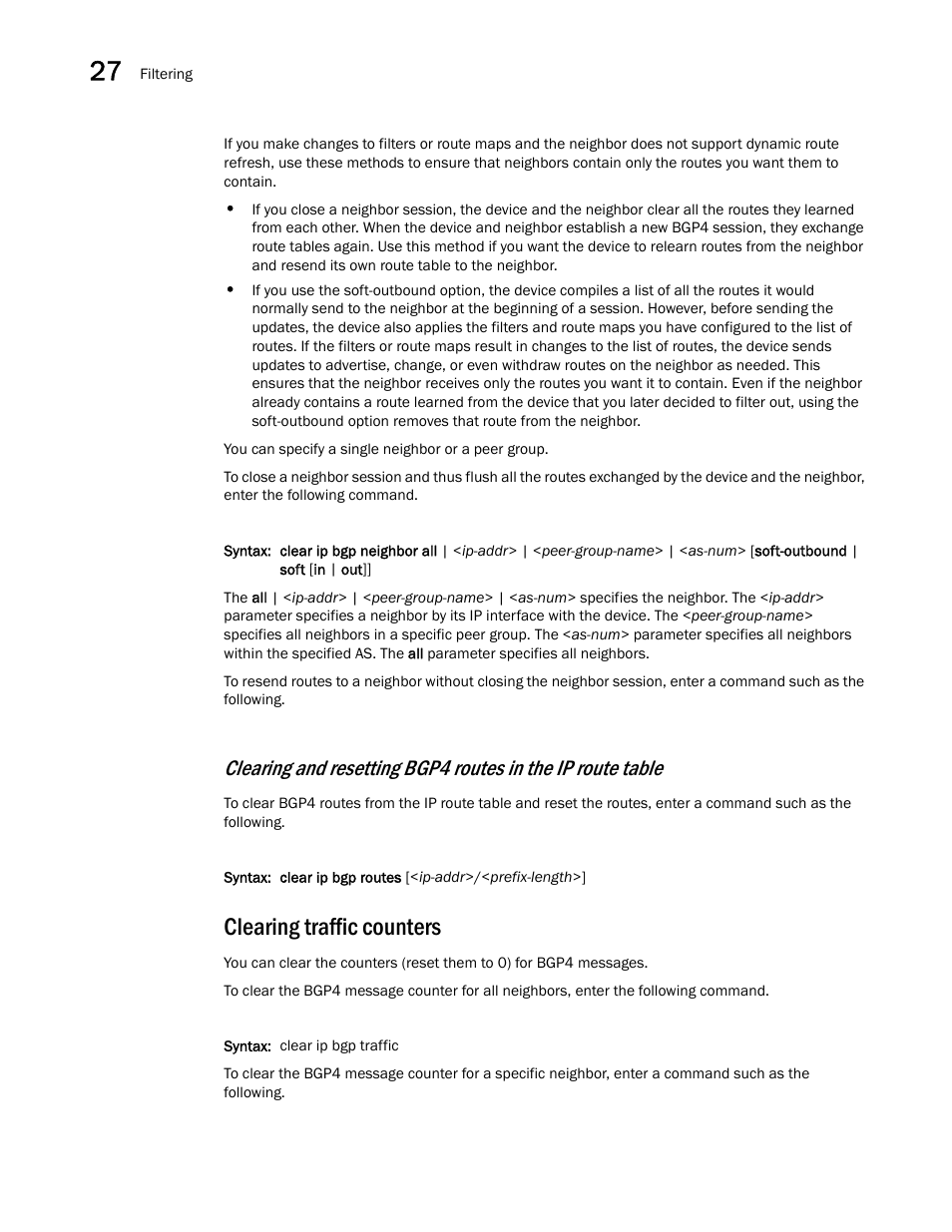 Clearing traffic counters | Brocade BigIron RX Series Configuration Guide User Manual | Page 976 / 1550