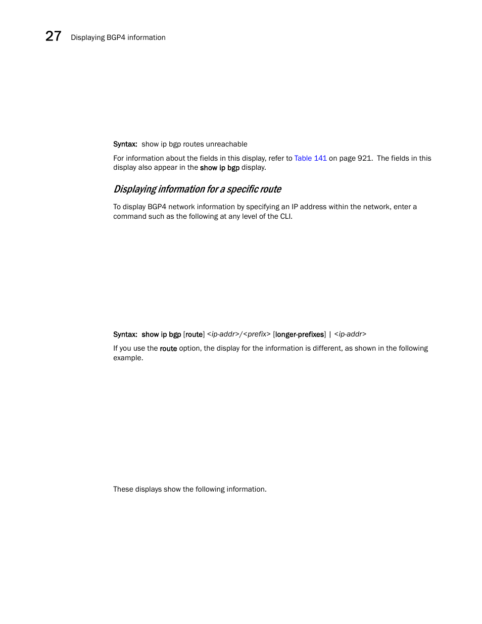 Displaying information for a specific route | Brocade BigIron RX Series Configuration Guide User Manual | Page 998 / 1550