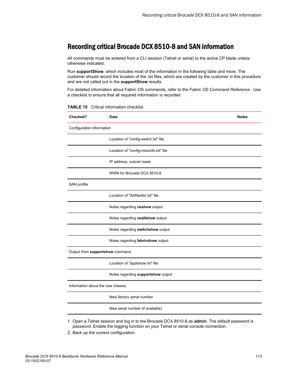 Brocade DCX 8510-8 Backbone Hardware Reference Manual User Manual | Page 113 / 178