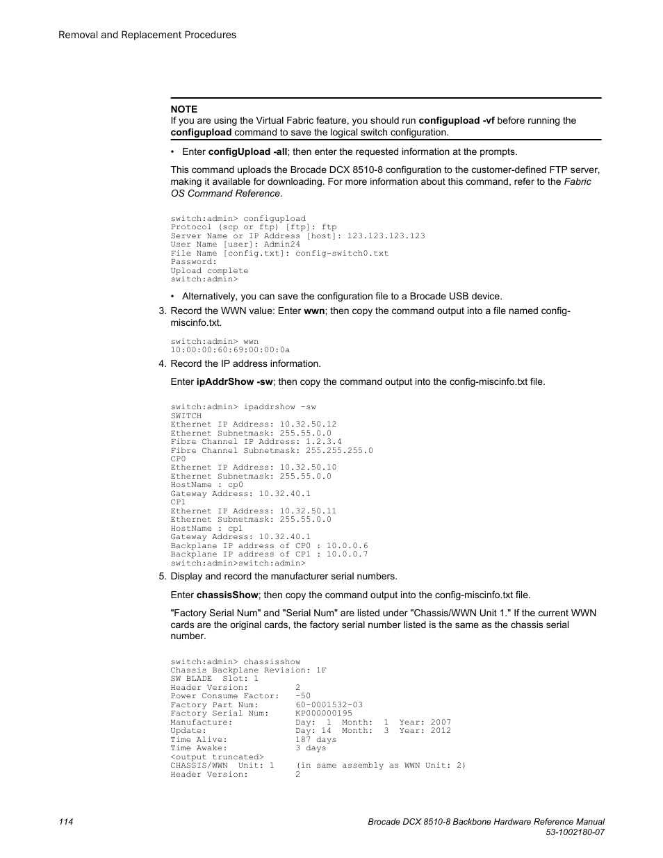 Brocade DCX 8510-8 Backbone Hardware Reference Manual User Manual | Page 114 / 178