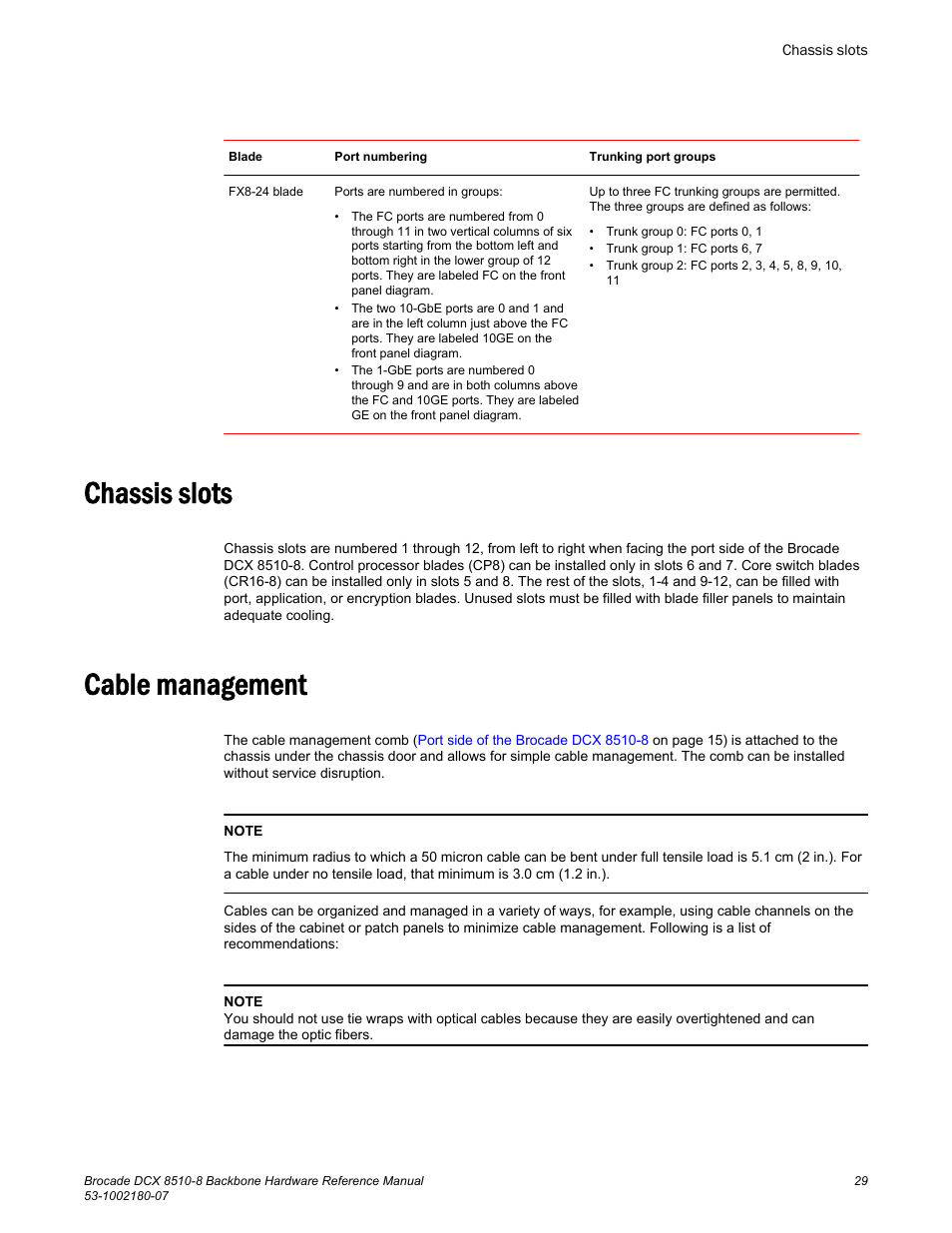 Chassis slots, Cable management, Chassis slots cable management | Brocade DCX 8510-8 Backbone Hardware Reference Manual User Manual | Page 29 / 178