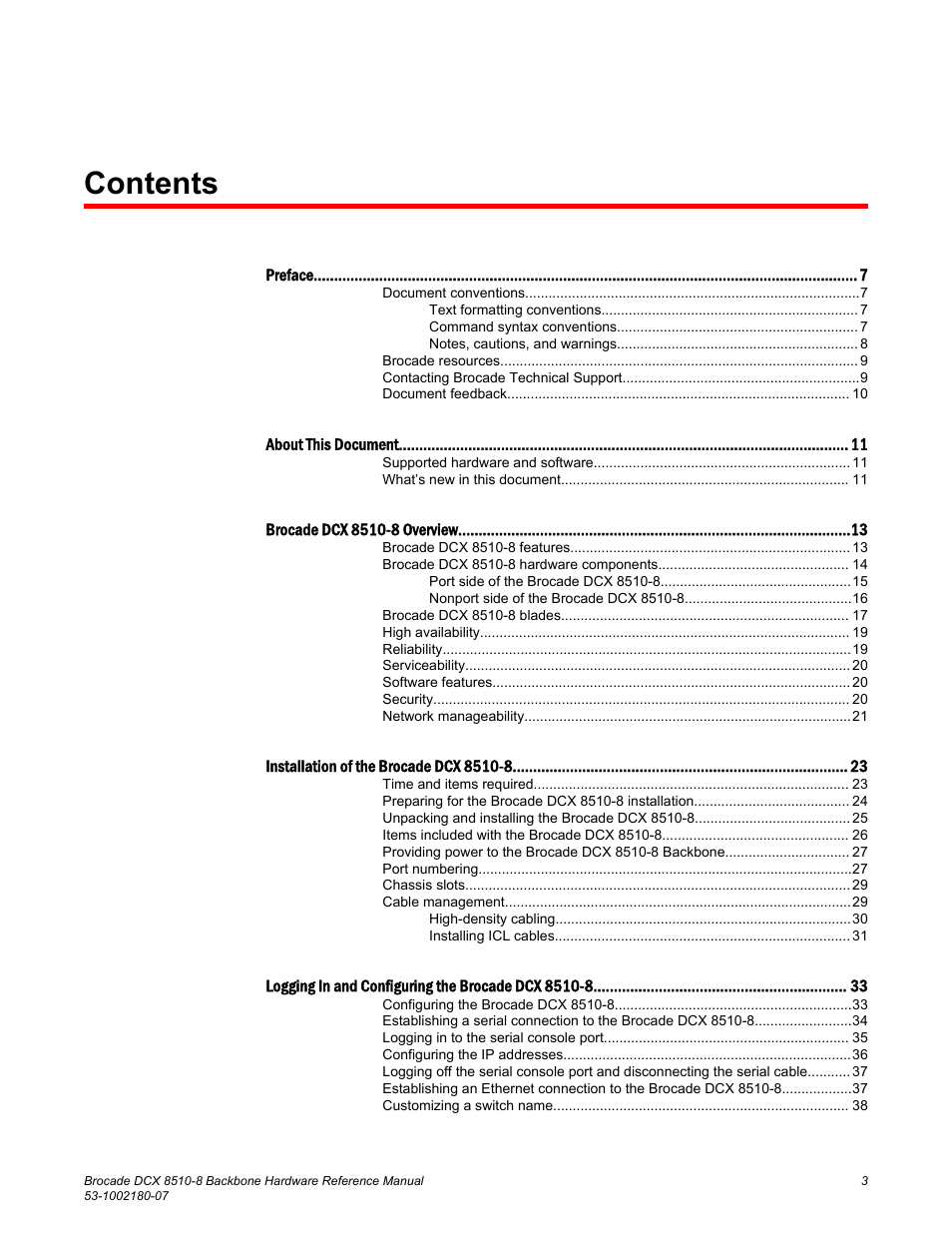 Brocade DCX 8510-8 Backbone Hardware Reference Manual User Manual | Page 3 / 178