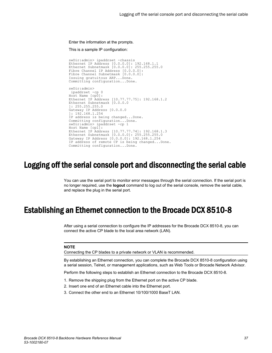 Brocade DCX 8510-8 Backbone Hardware Reference Manual User Manual | Page 37 / 178