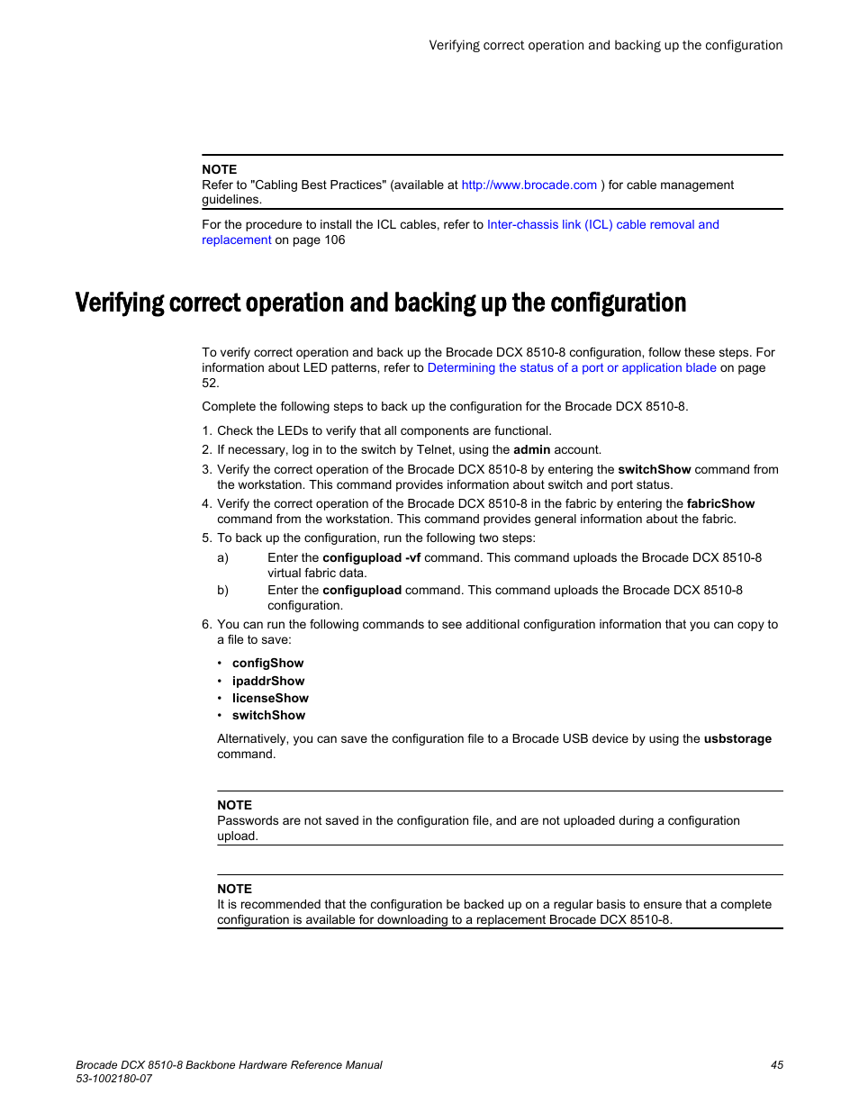 Brocade DCX 8510-8 Backbone Hardware Reference Manual User Manual | Page 45 / 178