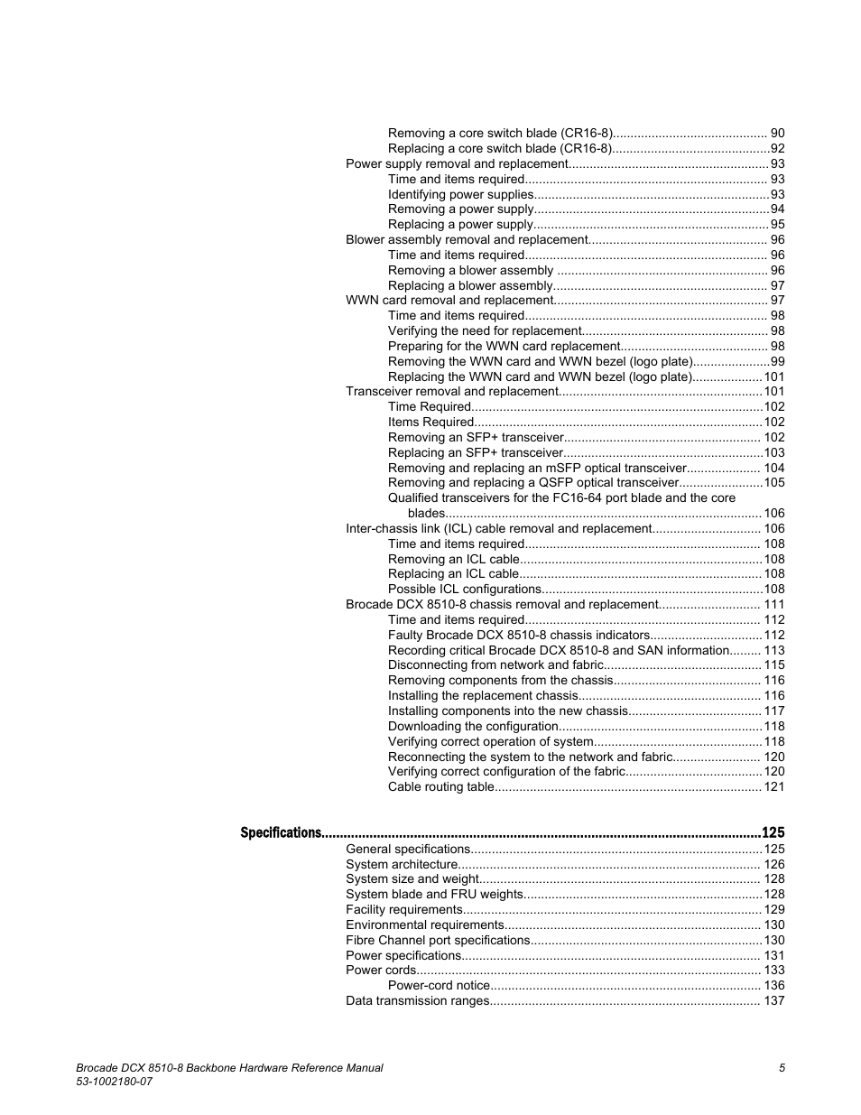Brocade DCX 8510-8 Backbone Hardware Reference Manual User Manual | Page 5 / 178