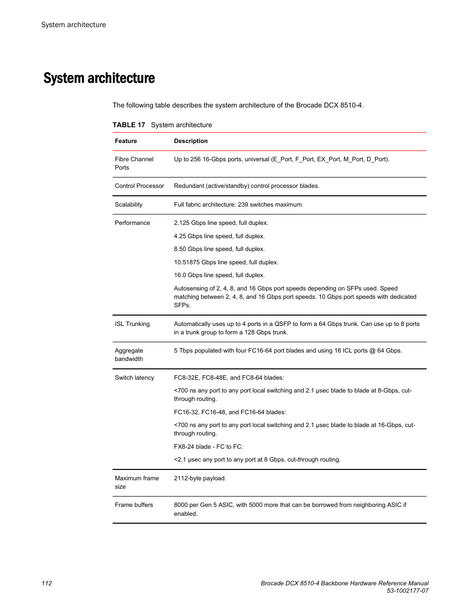 System architecture | Brocade DCX 8510-4 Backbone Hardware Reference Manual User Manual | Page 112 / 156