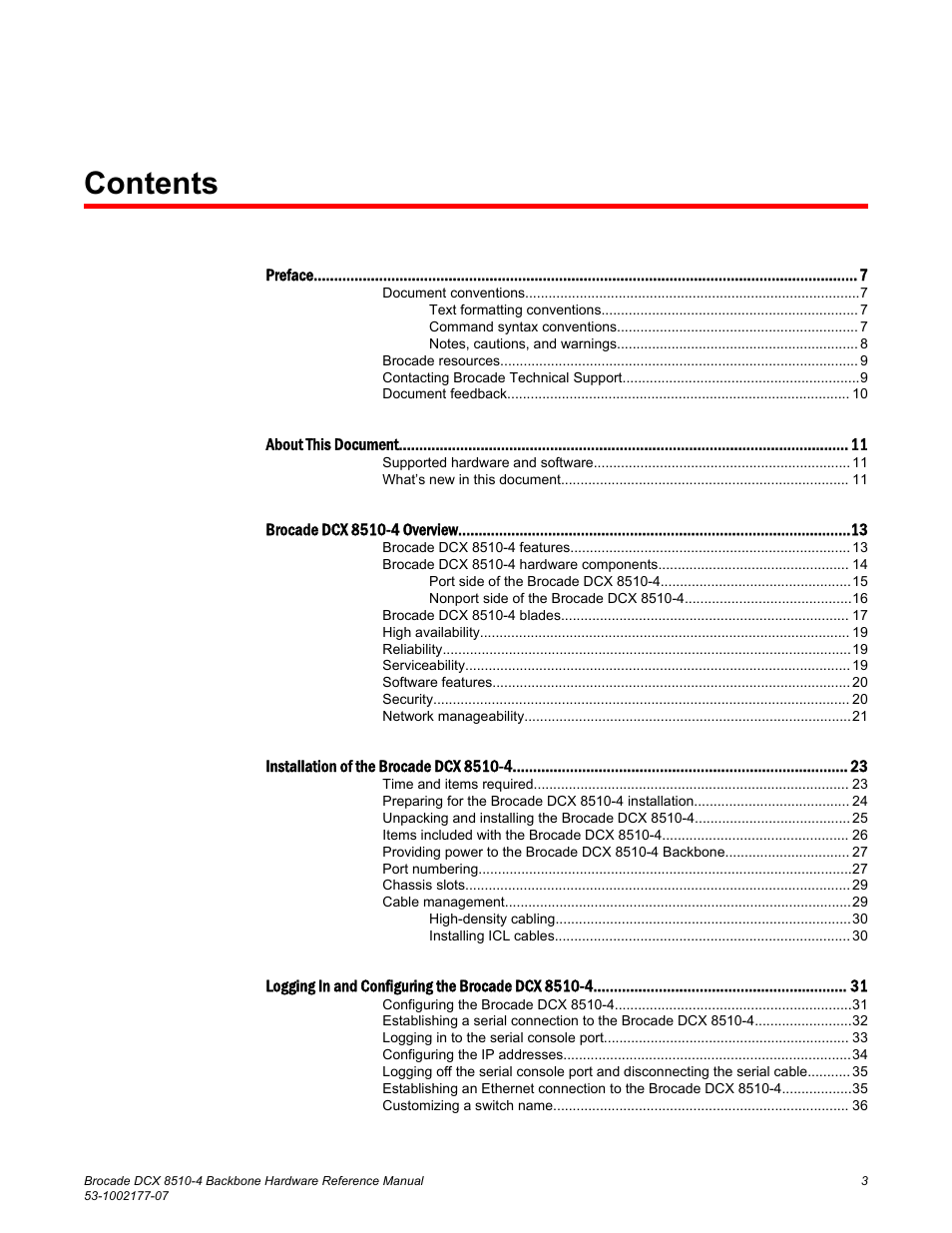 Brocade DCX 8510-4 Backbone Hardware Reference Manual User Manual | Page 3 / 156