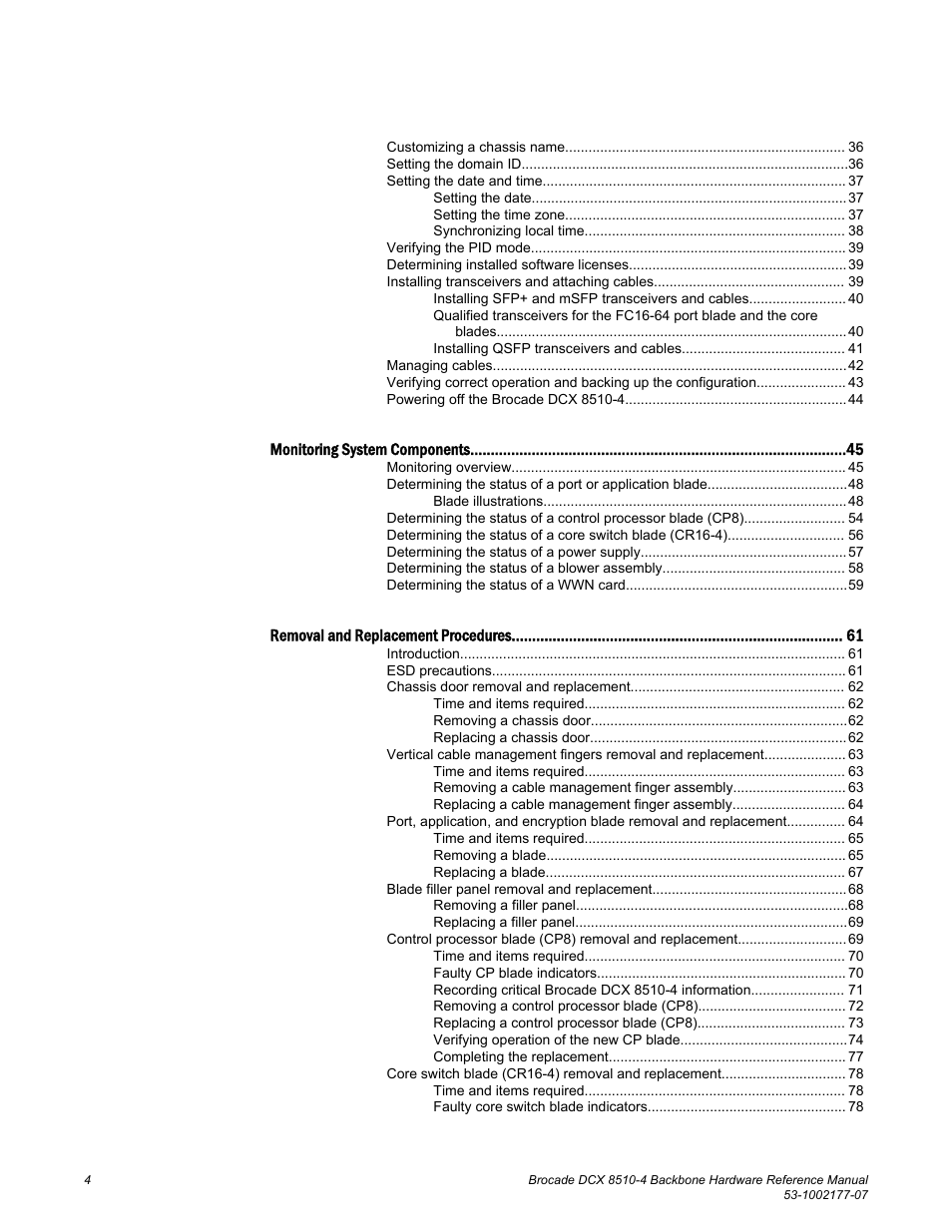 Brocade DCX 8510-4 Backbone Hardware Reference Manual User Manual | Page 4 / 156