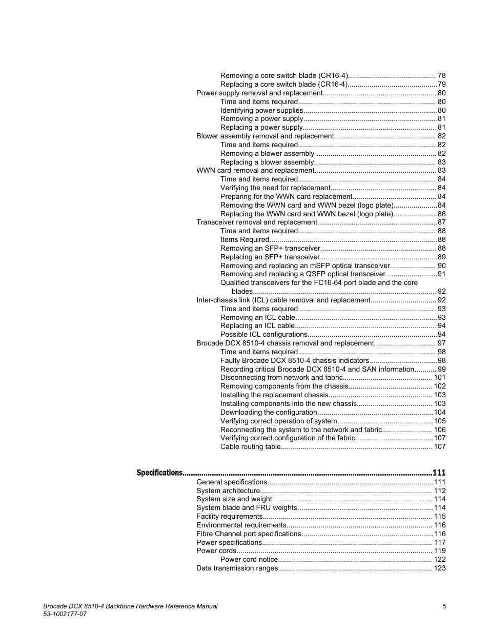 Brocade DCX 8510-4 Backbone Hardware Reference Manual User Manual | Page 5 / 156