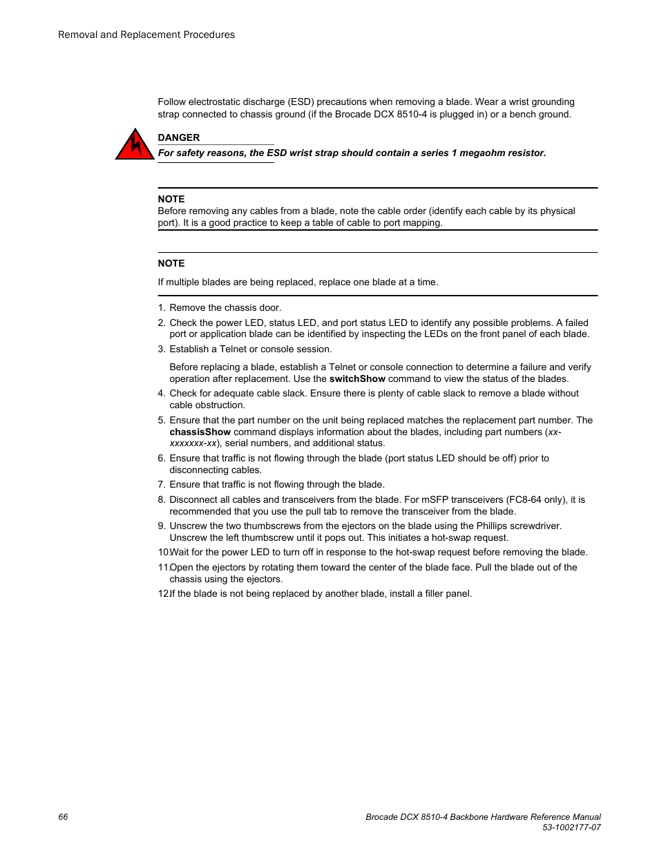 Brocade DCX 8510-4 Backbone Hardware Reference Manual User Manual | Page 66 / 156