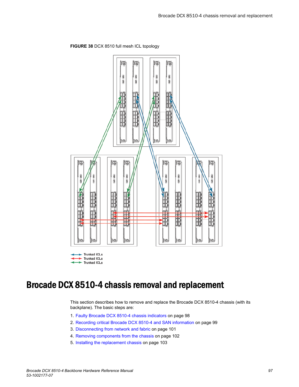 Brocade dcx 8510-4 chassis removal and replacement | Brocade DCX 8510-4 Backbone Hardware Reference Manual User Manual | Page 97 / 156