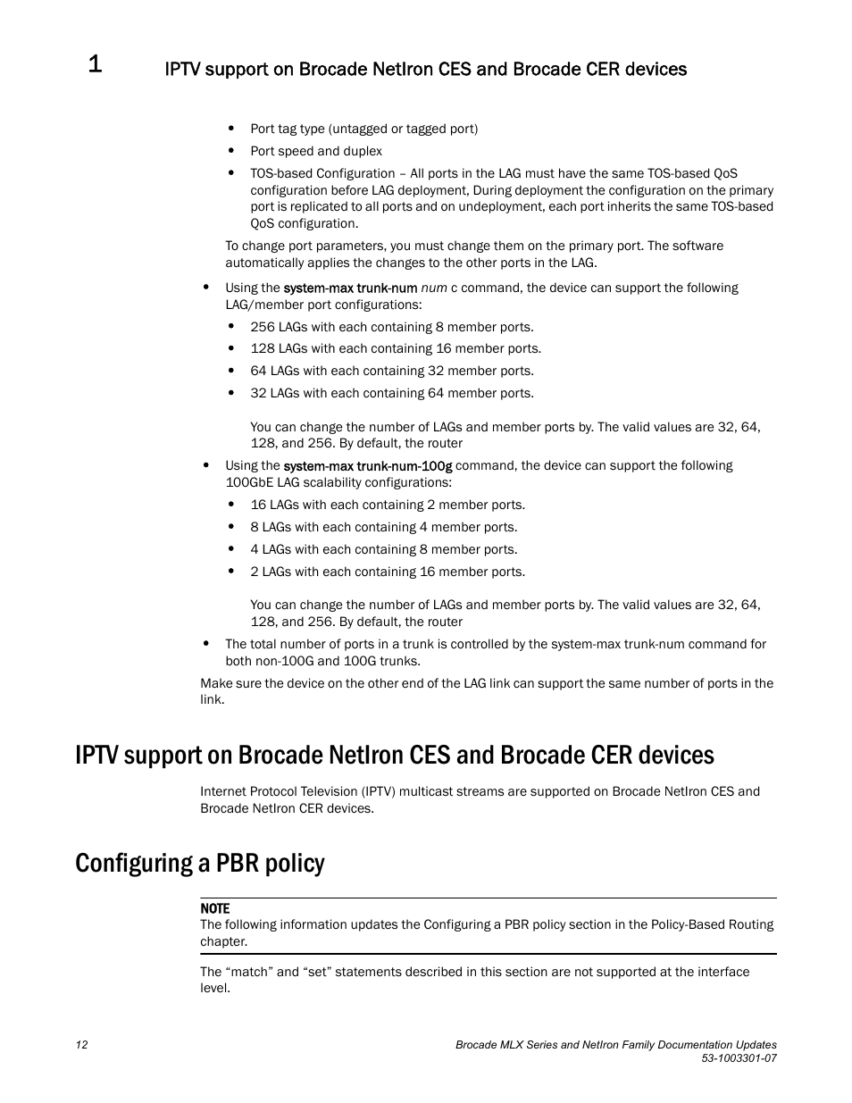 Configuring a pbr policy | Brocade MLX Series and NetIron Family (Supporting Multi-Service IronWare R05.6.xx) User Manual | Page 20 / 62