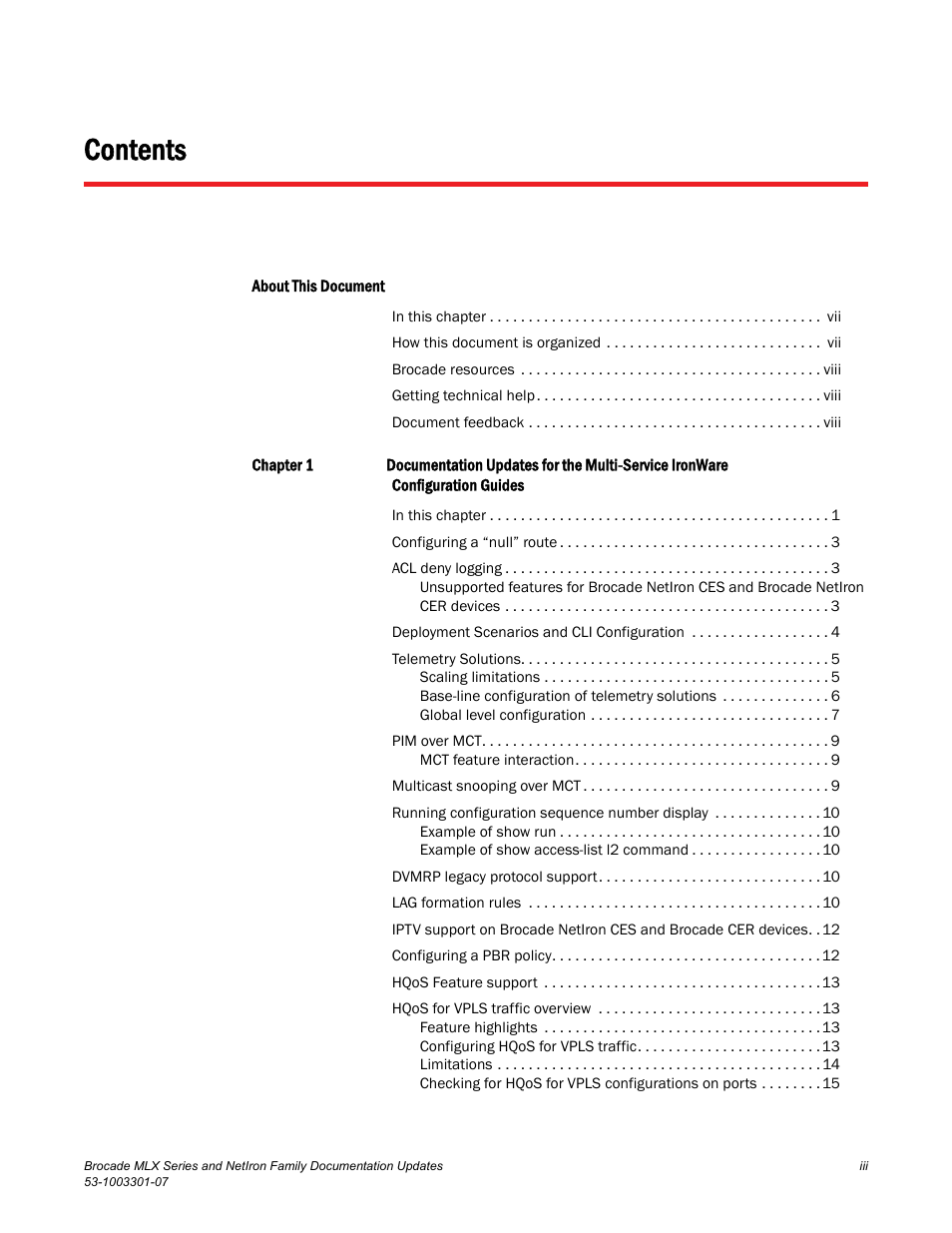 Brocade MLX Series and NetIron Family (Supporting Multi-Service IronWare R05.6.xx) User Manual | Page 3 / 62