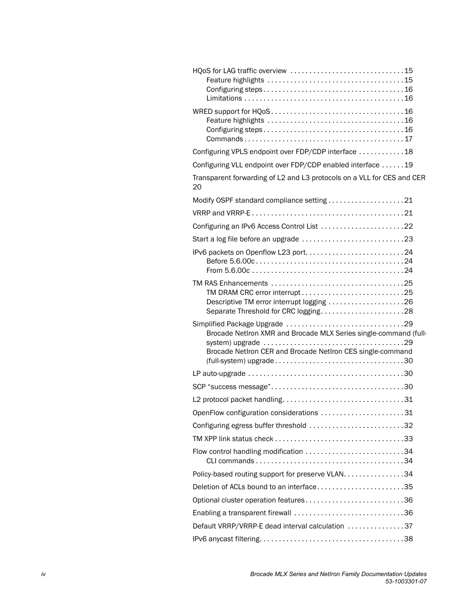 Brocade MLX Series and NetIron Family (Supporting Multi-Service IronWare R05.6.xx) User Manual | Page 4 / 62