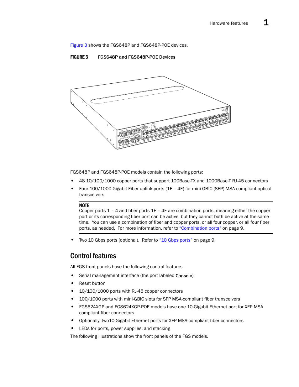 Control features | Brocade FastIron GS and GS-STK Hardware Installation Guide User Manual | Page 15 / 126