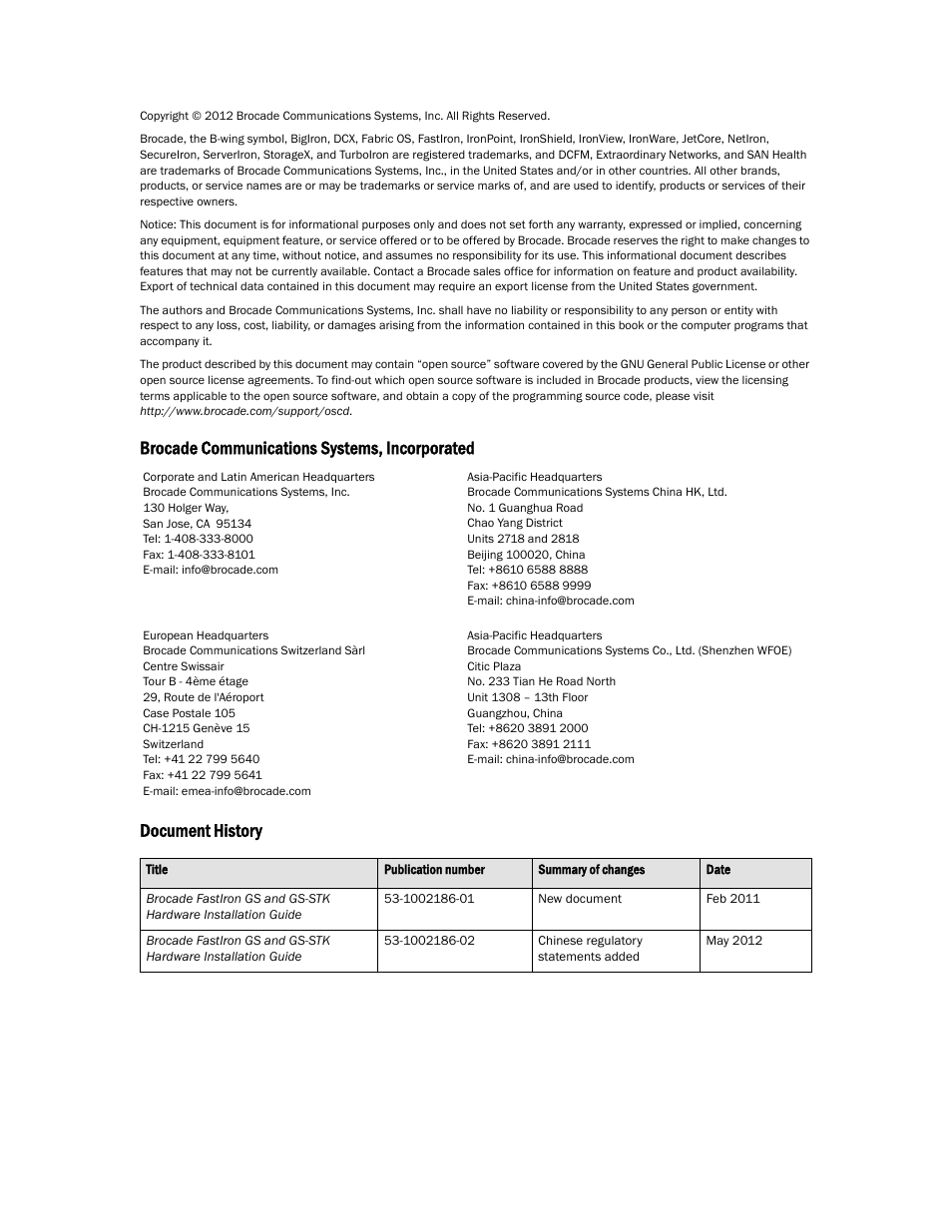 Draft: brocade confidential | Brocade FastIron GS and GS-STK Hardware Installation Guide User Manual | Page 2 / 126