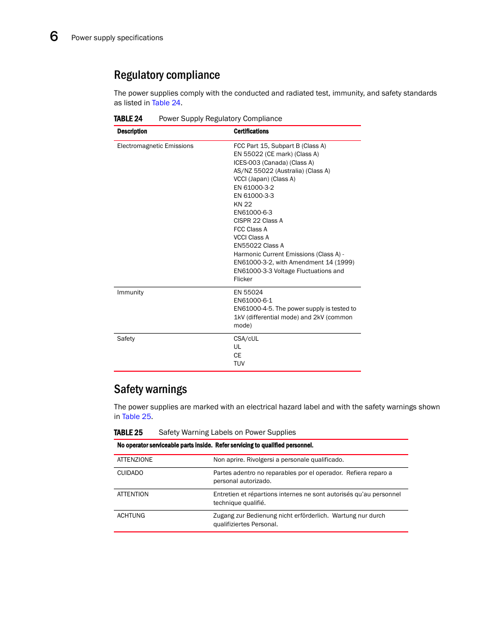 Regulatory compliance, Safety warnings | Brocade FastIron GS and GS-STK Hardware Installation Guide User Manual | Page 90 / 126