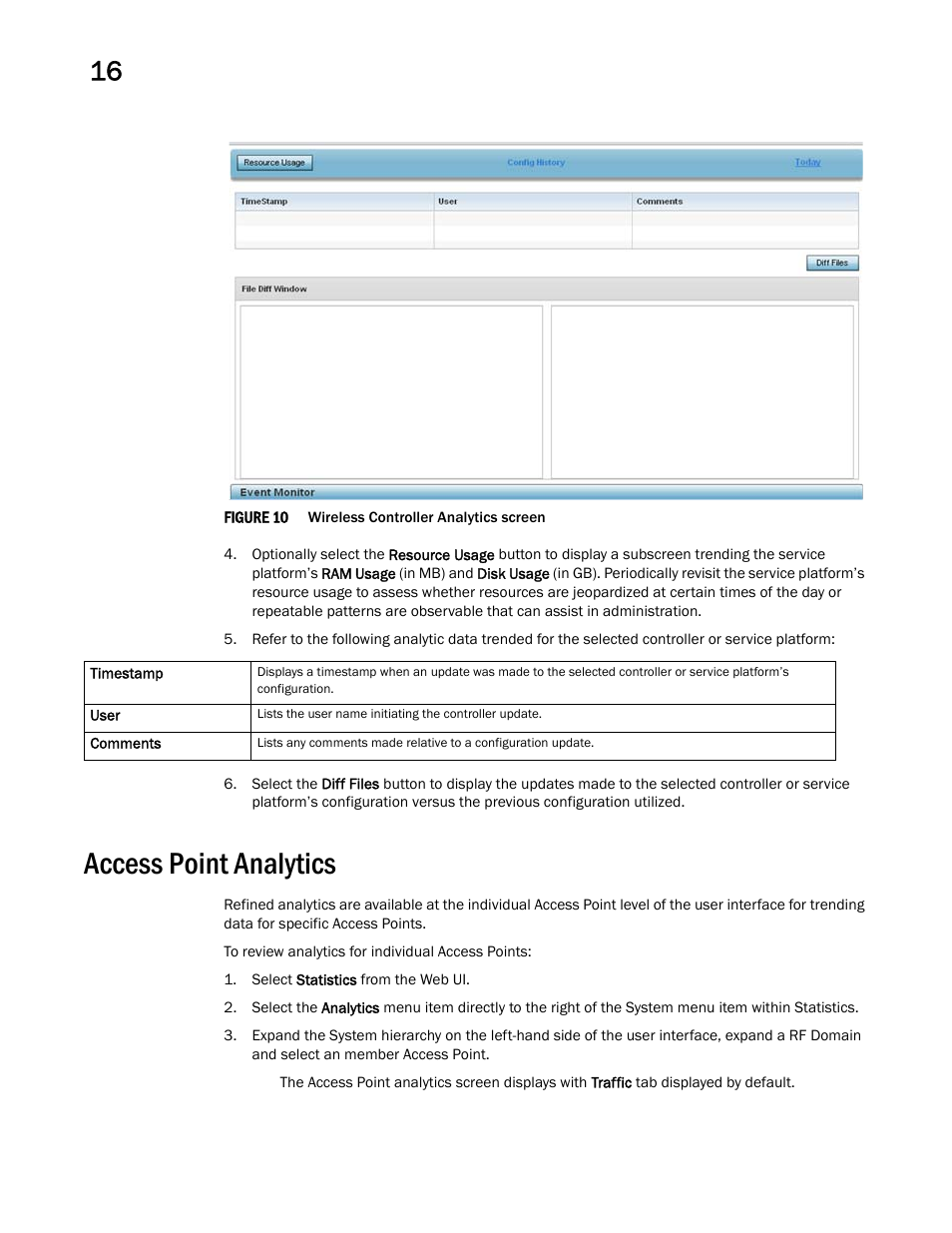 Access point analytics | Brocade Mobility RFS Controller System Reference Guide (Supporting software release 5.5.0.0 and later) User Manual | Page 1014 / 1017