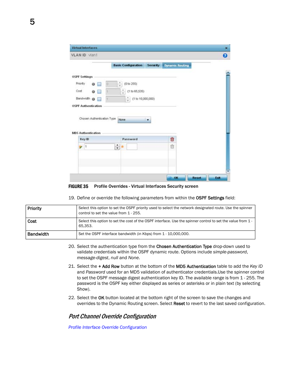 Port channel override configuration | Brocade Mobility RFS Controller System Reference Guide (Supporting software release 5.5.0.0 and later) User Manual | Page 116 / 1017