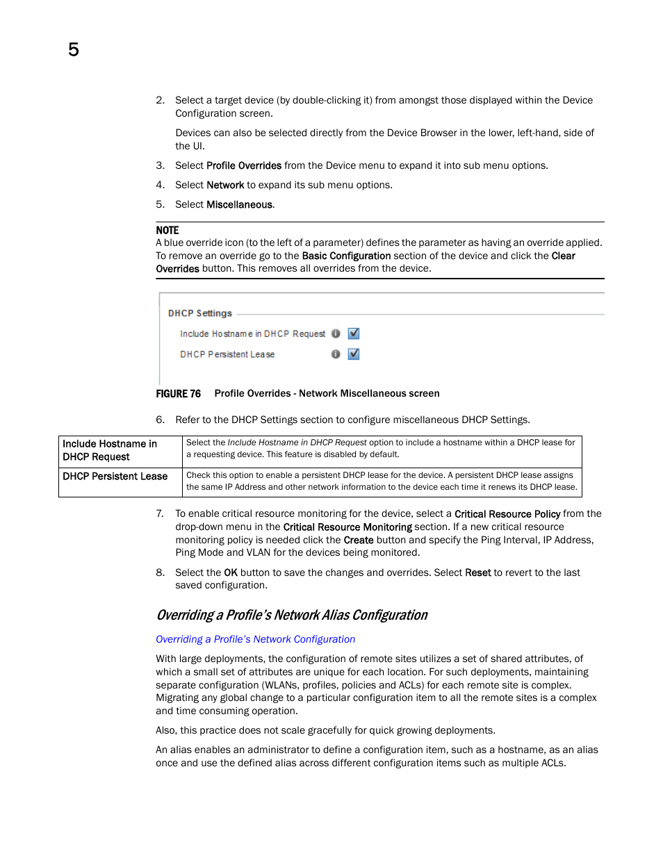 Overriding a profile’s network alias configuration | Brocade Mobility RFS Controller System Reference Guide (Supporting software release 5.5.0.0 and later) User Manual | Page 186 / 1017