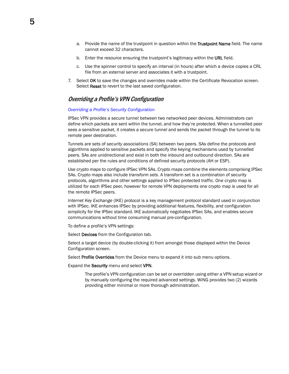 Overriding a profile’s vpn configuration | Brocade Mobility RFS Controller System Reference Guide (Supporting software release 5.5.0.0 and later) User Manual | Page 198 / 1017