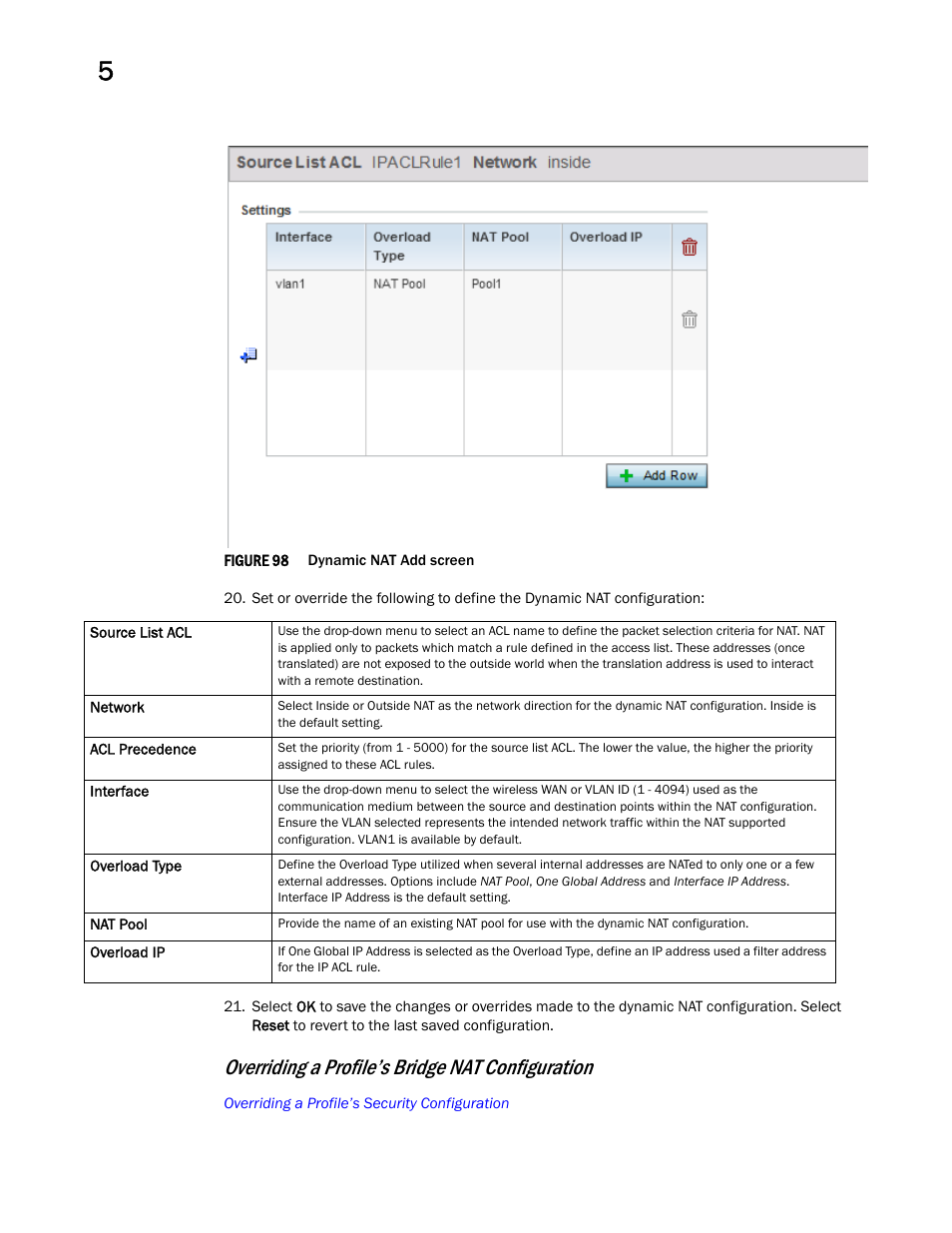 Overriding a profile’s bridge nat configuration | Brocade Mobility RFS Controller System Reference Guide (Supporting software release 5.5.0.0 and later) User Manual | Page 216 / 1017