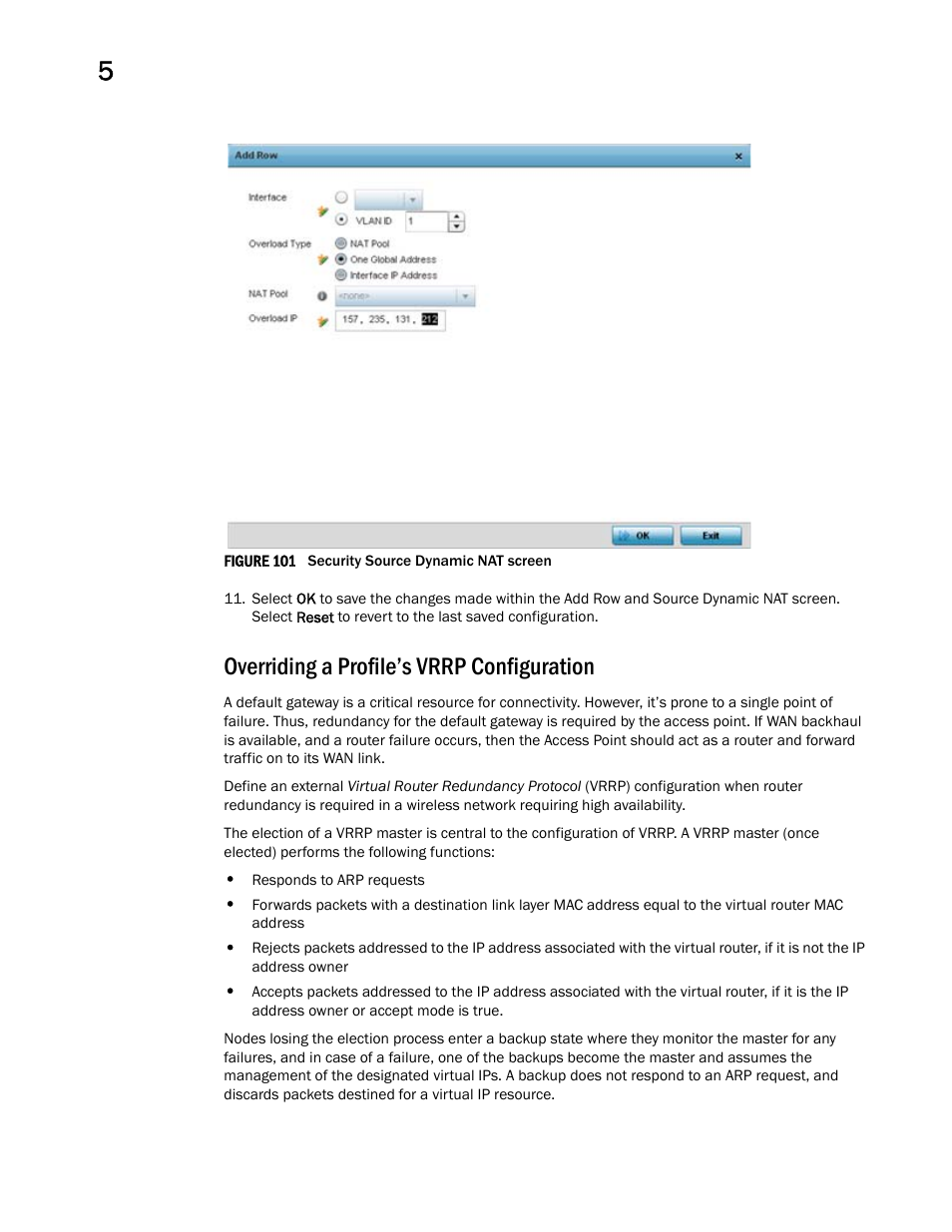 Overriding a profile’s vrrp configuration | Brocade Mobility RFS Controller System Reference Guide (Supporting software release 5.5.0.0 and later) User Manual | Page 220 / 1017