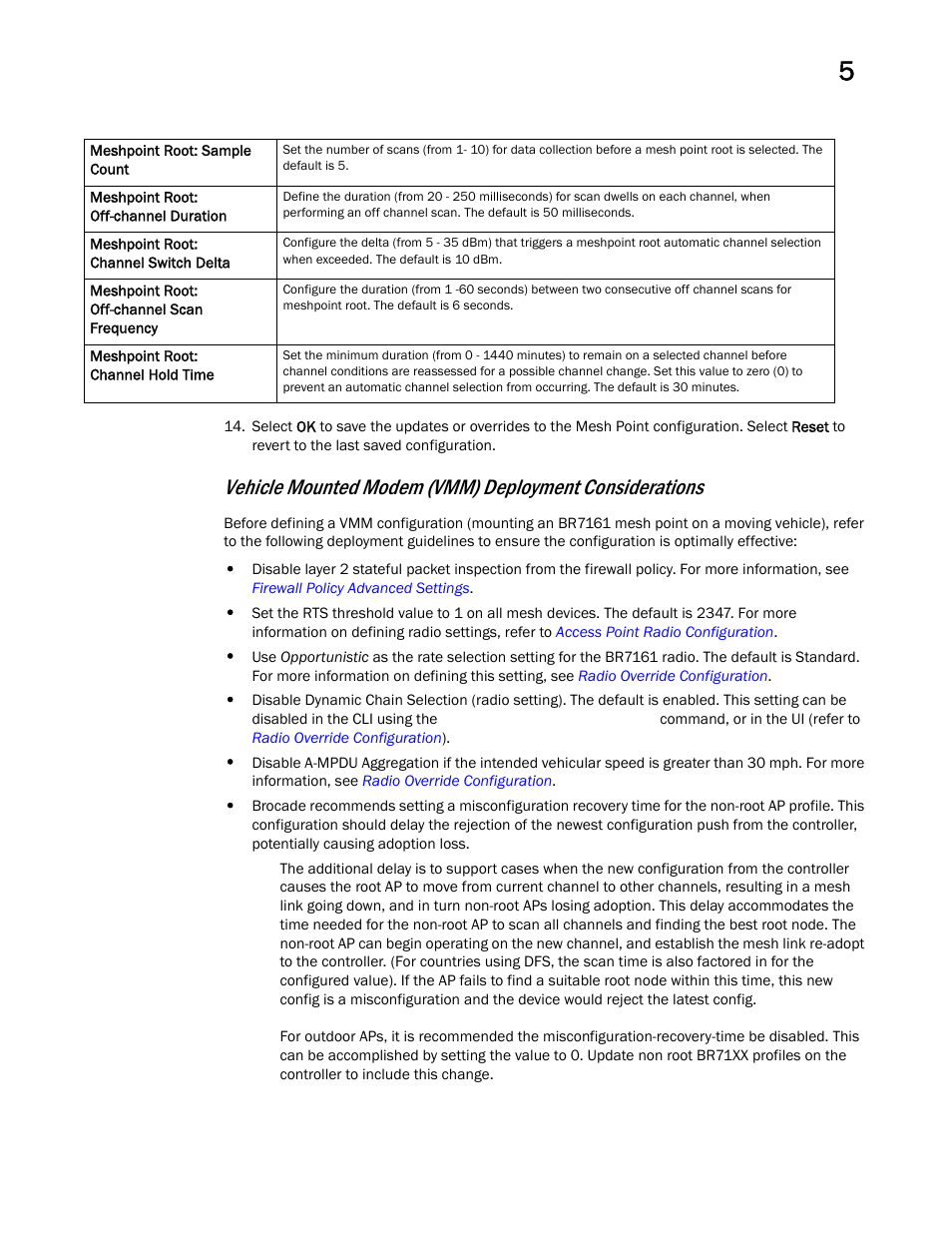 Vehicle, Mounted modem (vmm) deployment considerations | Brocade Mobility RFS Controller System Reference Guide (Supporting software release 5.5.0.0 and later) User Manual | Page 243 / 1017
