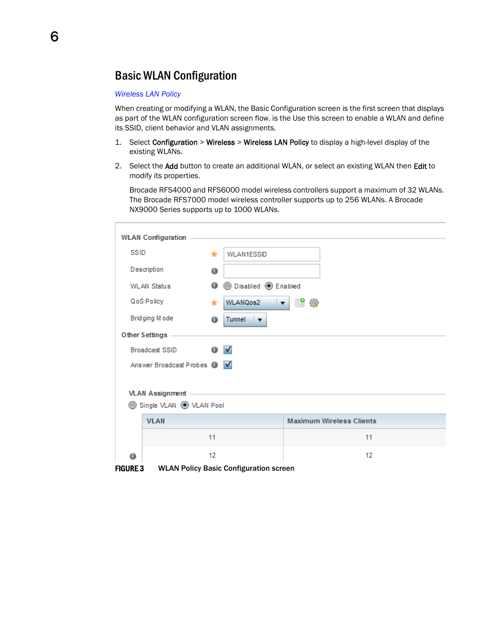 Basic wlan configuration | Brocade Mobility RFS Controller System Reference Guide (Supporting software release 5.5.0.0 and later) User Manual | Page 266 / 1017