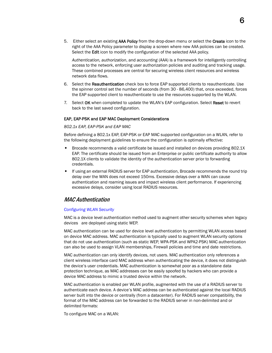 Mac authentication | Brocade Mobility RFS Controller System Reference Guide (Supporting software release 5.5.0.0 and later) User Manual | Page 271 / 1017