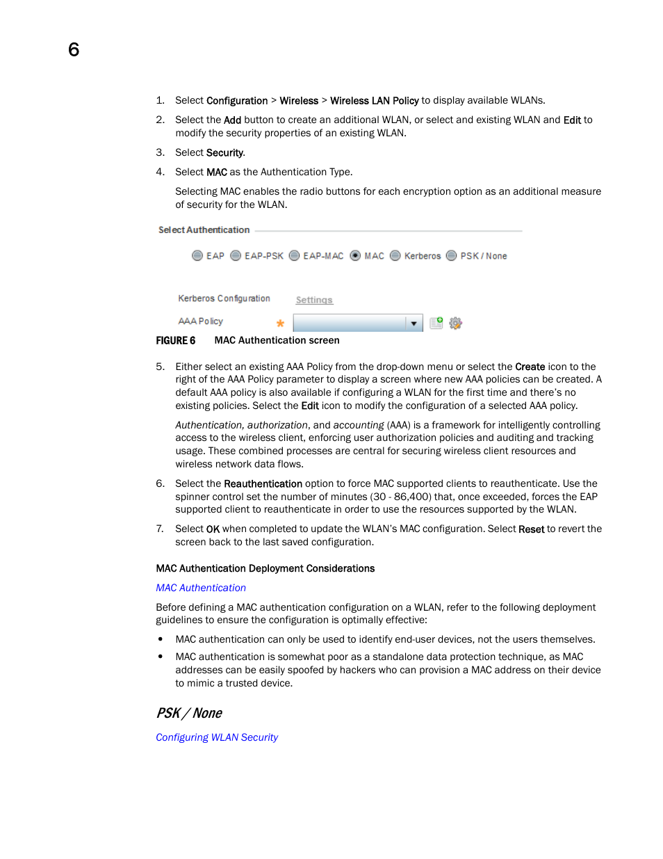 Psk / none | Brocade Mobility RFS Controller System Reference Guide (Supporting software release 5.5.0.0 and later) User Manual | Page 272 / 1017