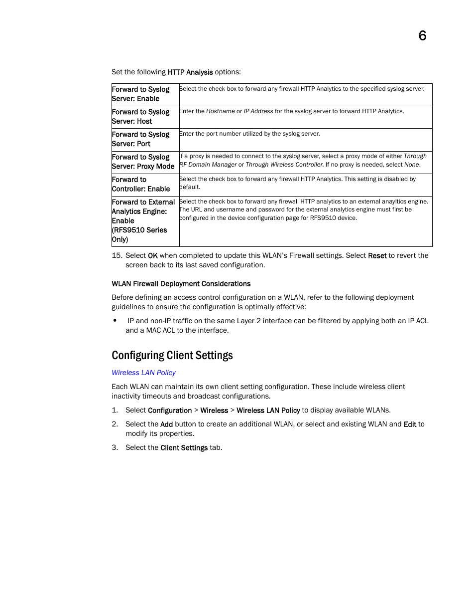 Configuring client settings | Brocade Mobility RFS Controller System Reference Guide (Supporting software release 5.5.0.0 and later) User Manual | Page 293 / 1017