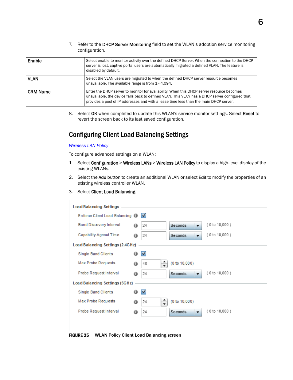 Configuring client load balancing settings | Brocade Mobility RFS Controller System Reference Guide (Supporting software release 5.5.0.0 and later) User Manual | Page 299 / 1017