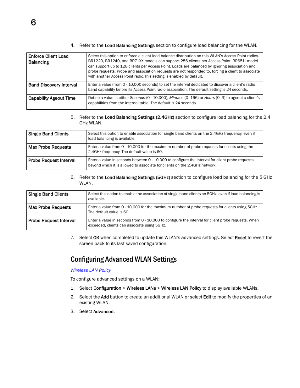 Configuring advanced wlan settings | Brocade Mobility RFS Controller System Reference Guide (Supporting software release 5.5.0.0 and later) User Manual | Page 300 / 1017