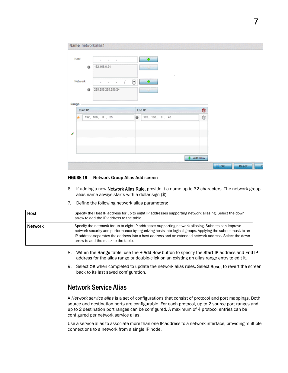Network service alias | Brocade Mobility RFS Controller System Reference Guide (Supporting software release 5.5.0.0 and later) User Manual | Page 385 / 1017
