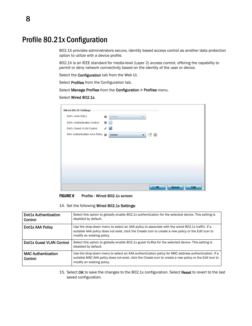 Profile 80.21x configuration | Brocade Mobility RFS Controller System Reference Guide (Supporting software release 5.5.0.0 and later) User Manual | Page 402 / 1017