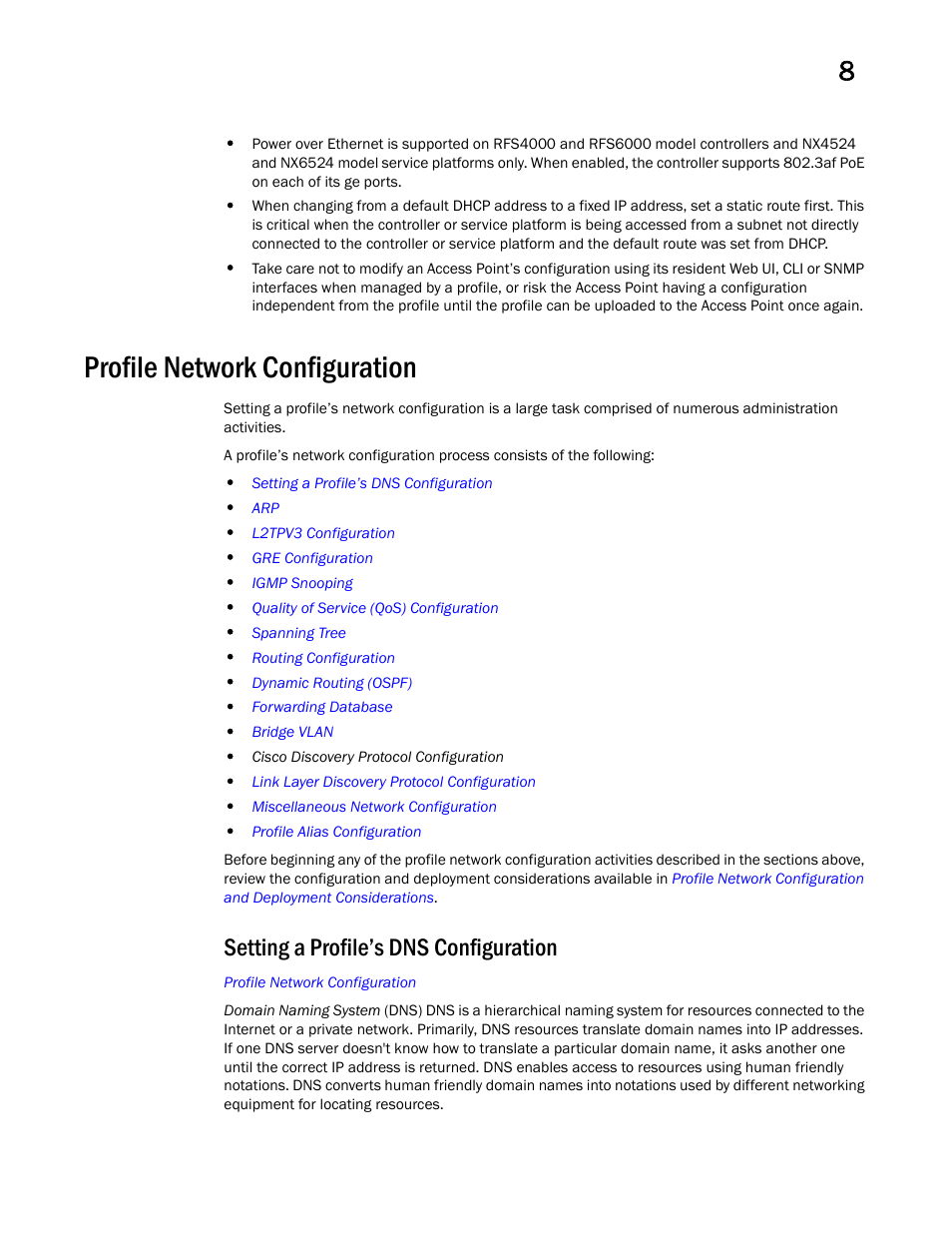 Profile network configuration, Setting a profile’s dns configuration | Brocade Mobility RFS Controller System Reference Guide (Supporting software release 5.5.0.0 and later) User Manual | Page 441 / 1017