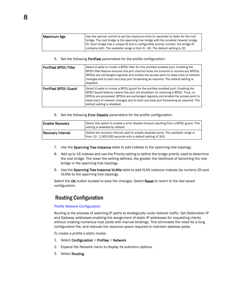 Routing configuration | Brocade Mobility RFS Controller System Reference Guide (Supporting software release 5.5.0.0 and later) User Manual | Page 460 / 1017