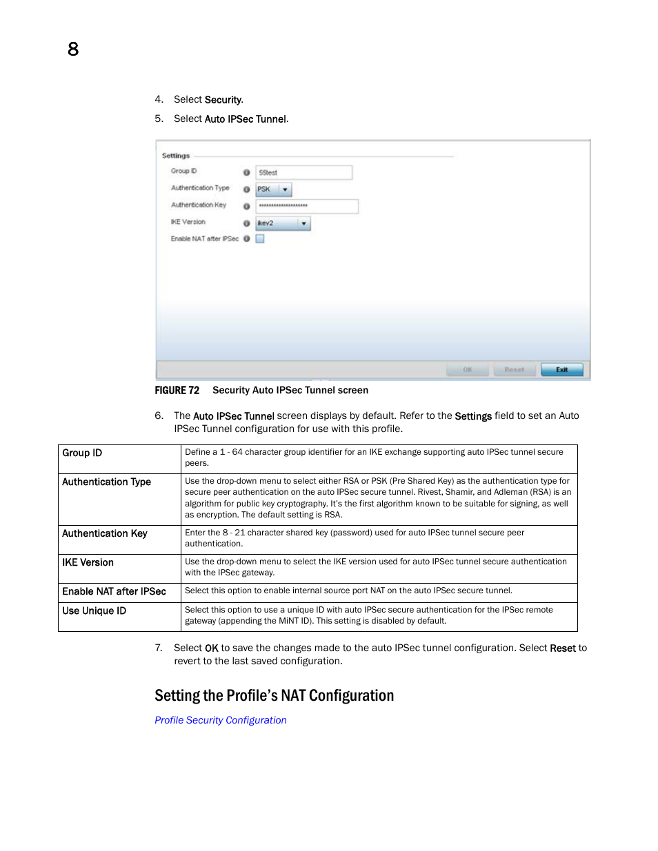 Setting the profile’s nat configuration | Brocade Mobility RFS Controller System Reference Guide (Supporting software release 5.5.0.0 and later) User Manual | Page 506 / 1017