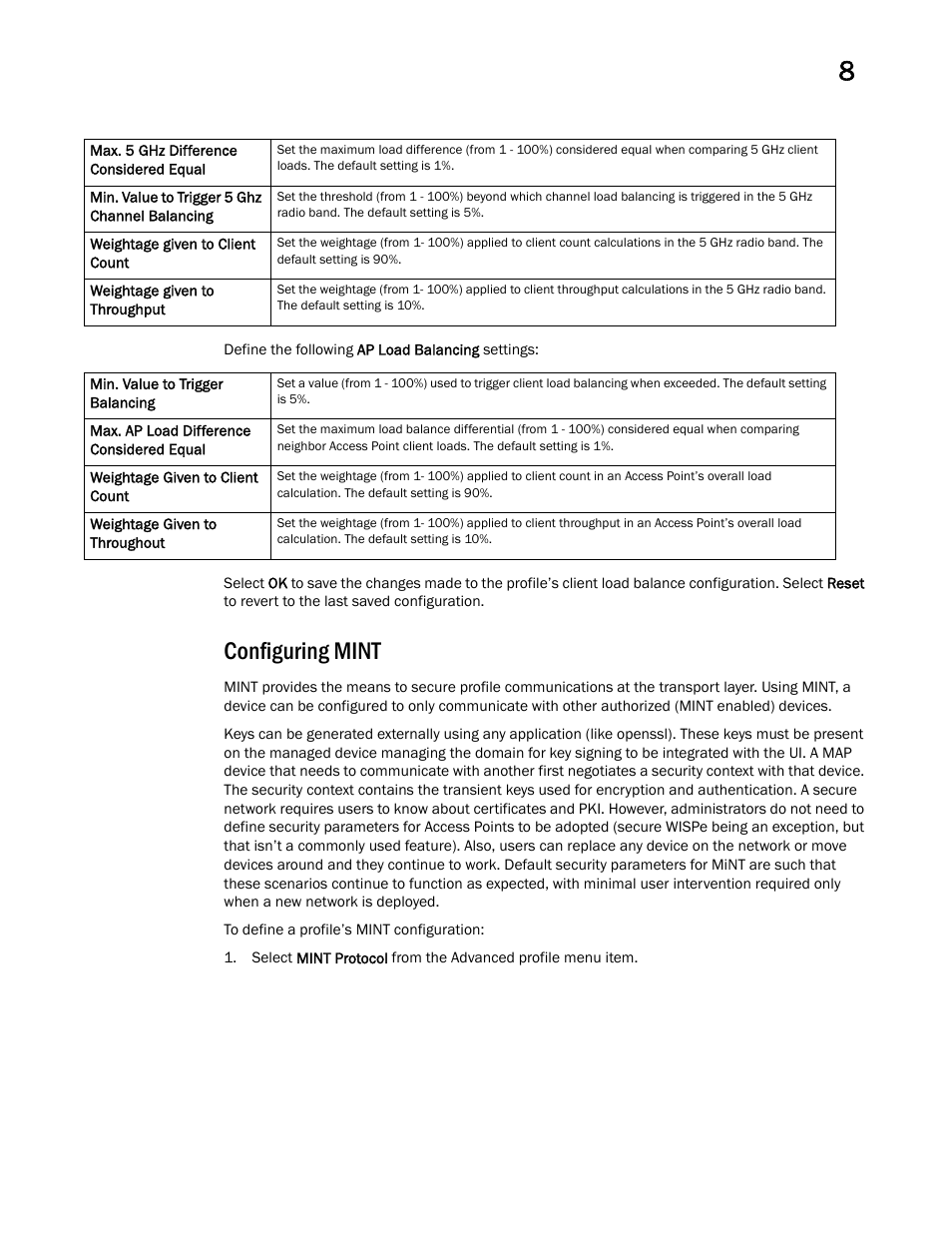 Configuring mint | Brocade Mobility RFS Controller System Reference Guide (Supporting software release 5.5.0.0 and later) User Manual | Page 547 / 1017