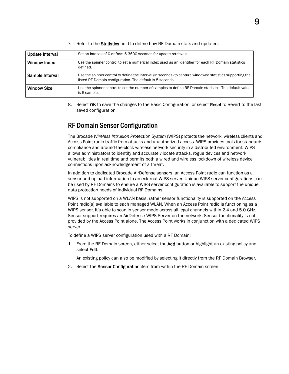 Rf domain sensor configuration | Brocade Mobility RFS Controller System Reference Guide (Supporting software release 5.5.0.0 and later) User Manual | Page 561 / 1017