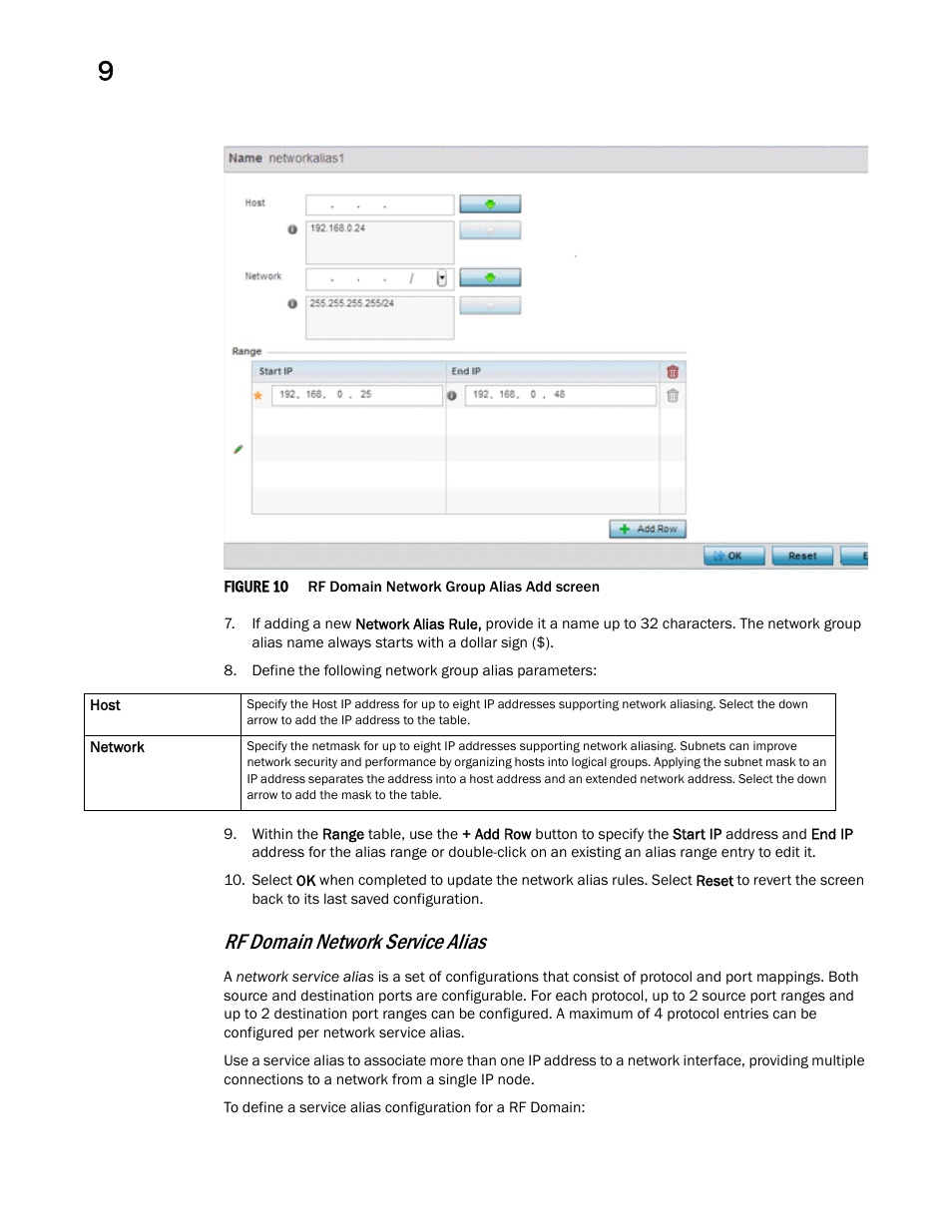 Rf domain network service alias | Brocade Mobility RFS Controller System Reference Guide (Supporting software release 5.5.0.0 and later) User Manual | Page 572 / 1017