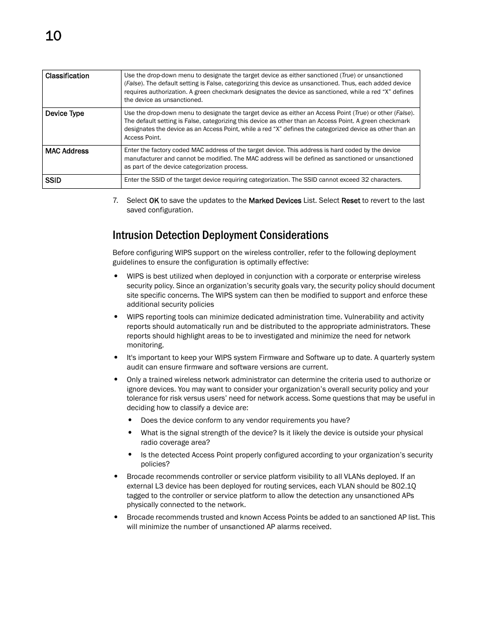 Intrusion detection deployment considerations | Brocade Mobility RFS Controller System Reference Guide (Supporting software release 5.5.0.0 and later) User Manual | Page 624 / 1017